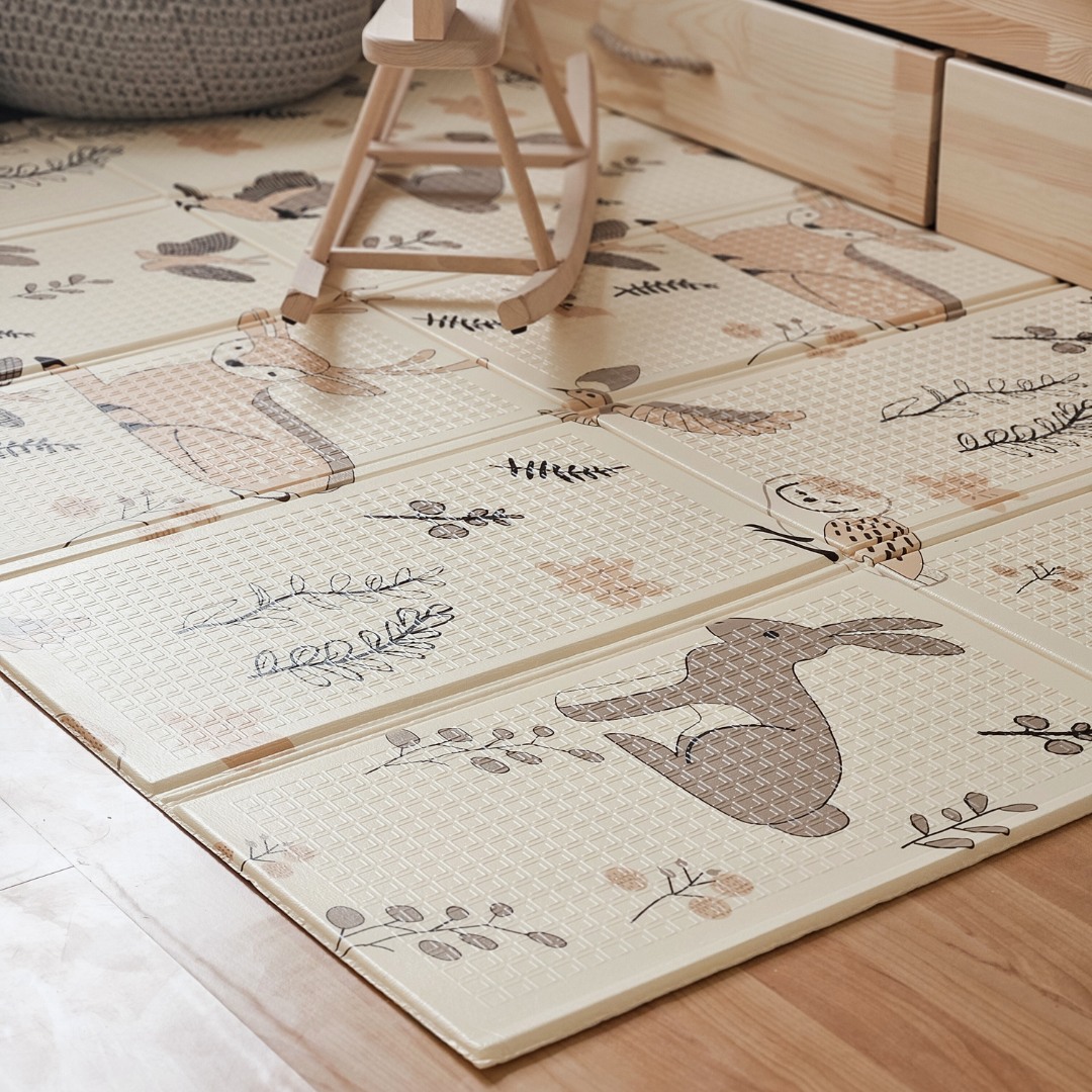 Dvostransko zložljiva penasta podloga 180 x 120 x 1 cm - Magic Forest/Autumn Streets - boho