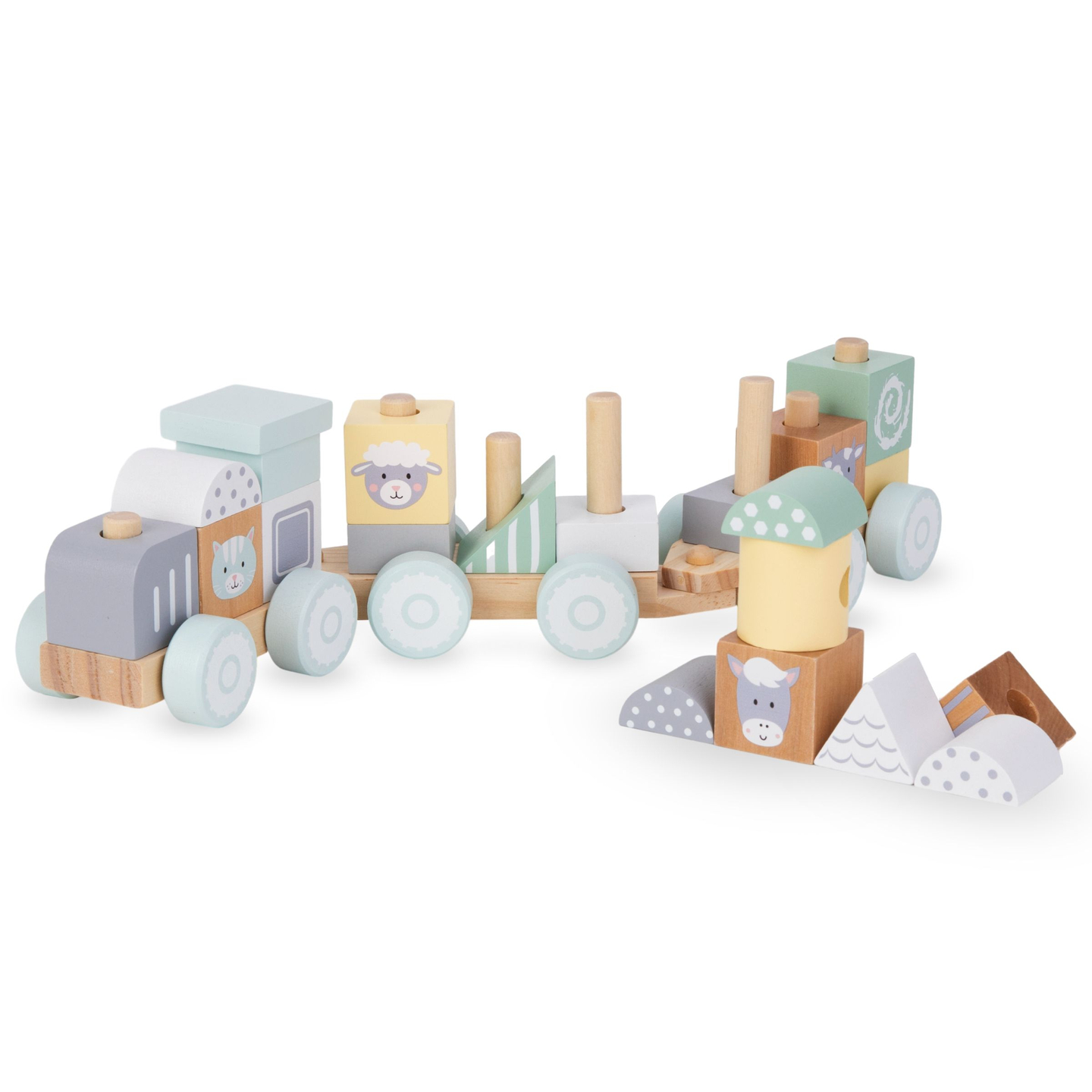 Leseni vlak z bloki za dečka - Kmetija