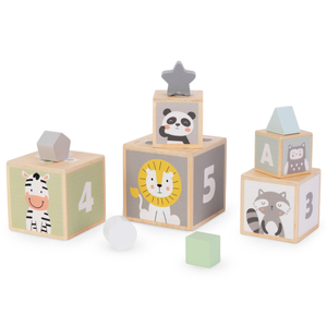 Leseni stolp - sorter oblik številke abeceda živali