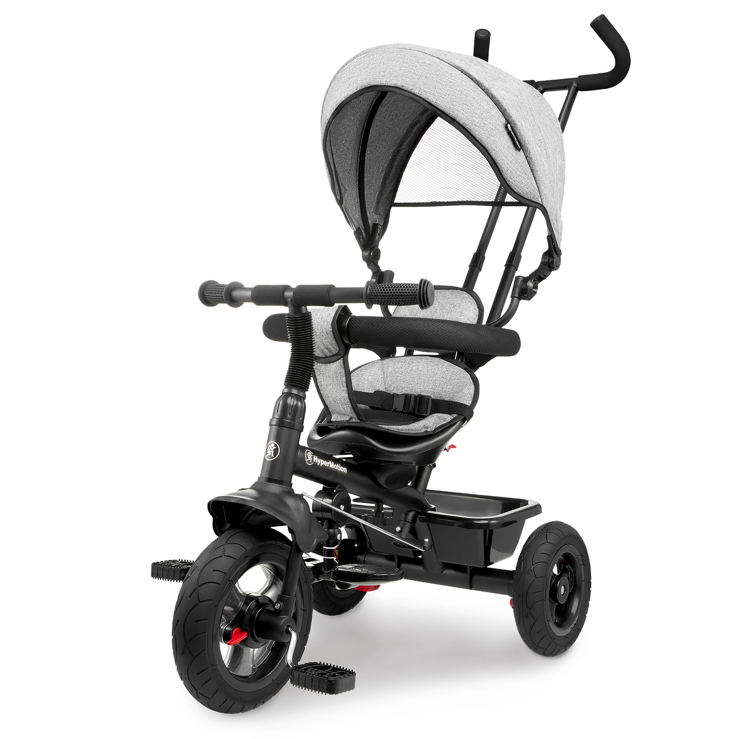 Tricikel za otroke od 1 do 4 let - TOBI FREY - siva barva - vrtljiv - kolesa s črpalko + tlačilka