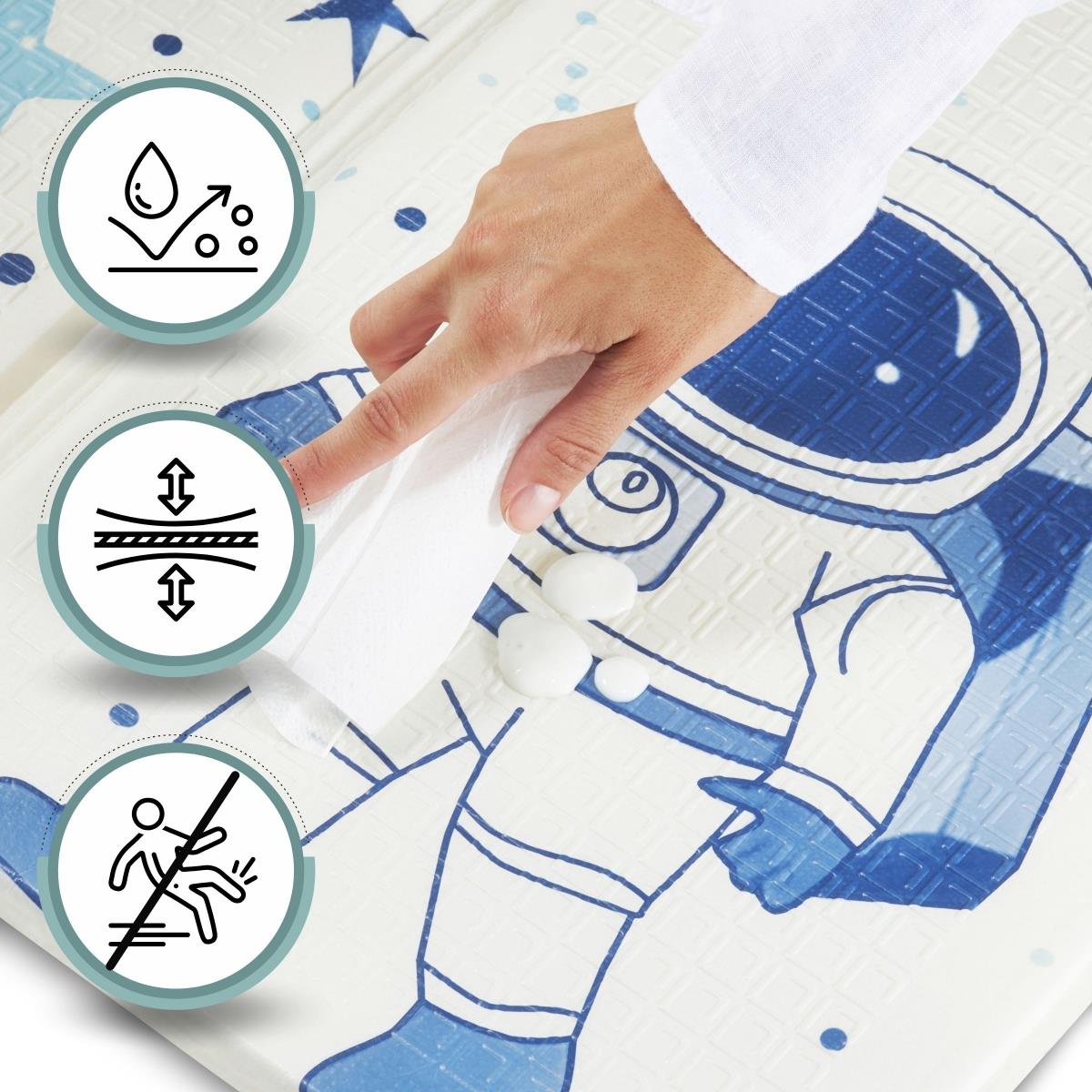 Dvostranska zložljiva podloga iz pene 180 x 120 x 1cm - Kozmos/geometrični trikotniki