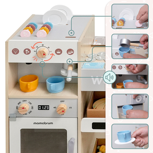 Velika lesena XXXL trgovina za otroke z barom za hitro prehrano - Kotiček + aparat za kavo + pečica + hladilnik - 106 ac.