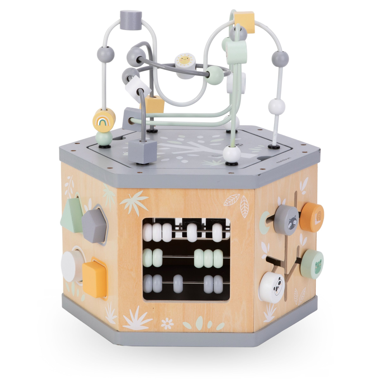 Interaktivna lesena izobraževalna kocka 7 v 1 - motorična zanka