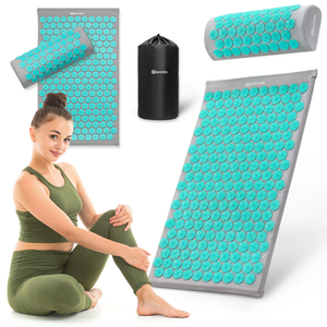 Akupresurna podloga z blazino in prevleko - 72 cm HyperMotion sivo-mint