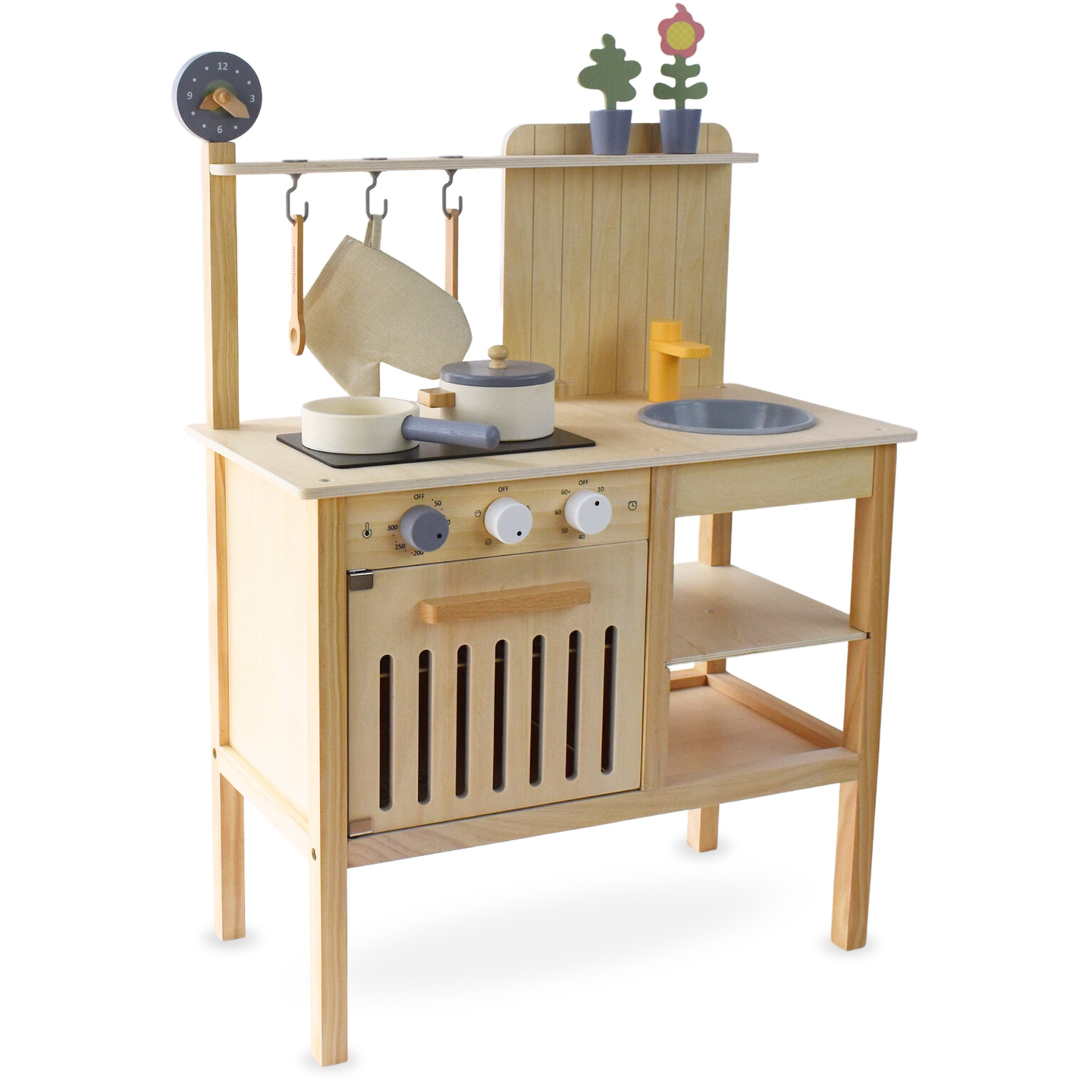 Lesena vrtna kuhinja z dodatki - naravni boho