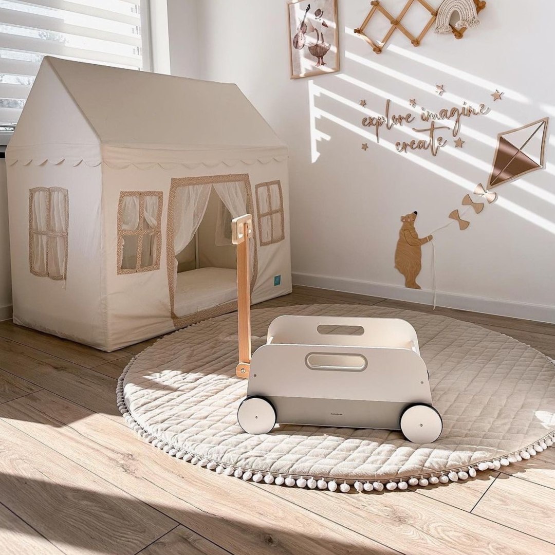 Leseni voziček za igrače - vlečna prikolica