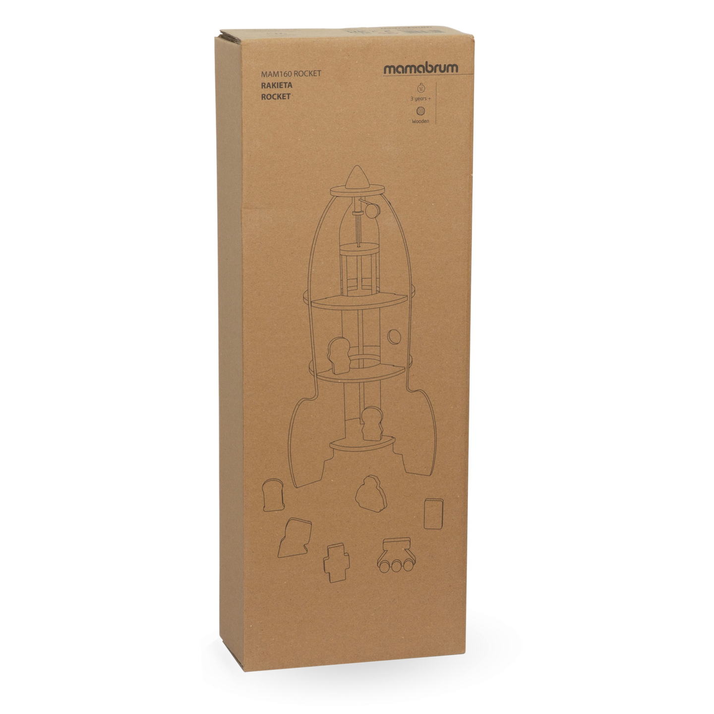Velika lesena vesoljska raketa z dvigalom in dodatki - XXL