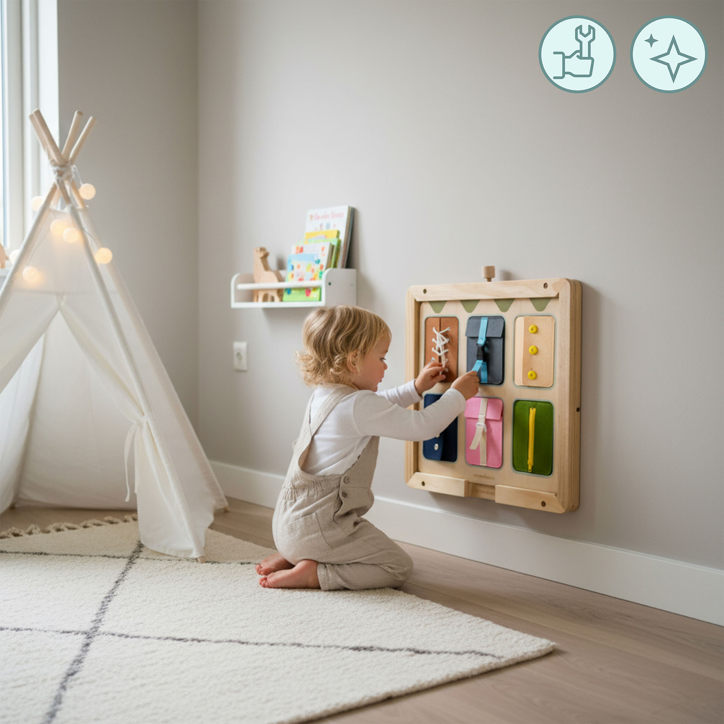 Lesen stenski okvir - za pritrditev izobraževalnih tabel Mamabrum