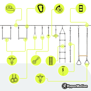 Nindža proga z ovirami za otroke - HyperMotion slackline set - 9 ovir
