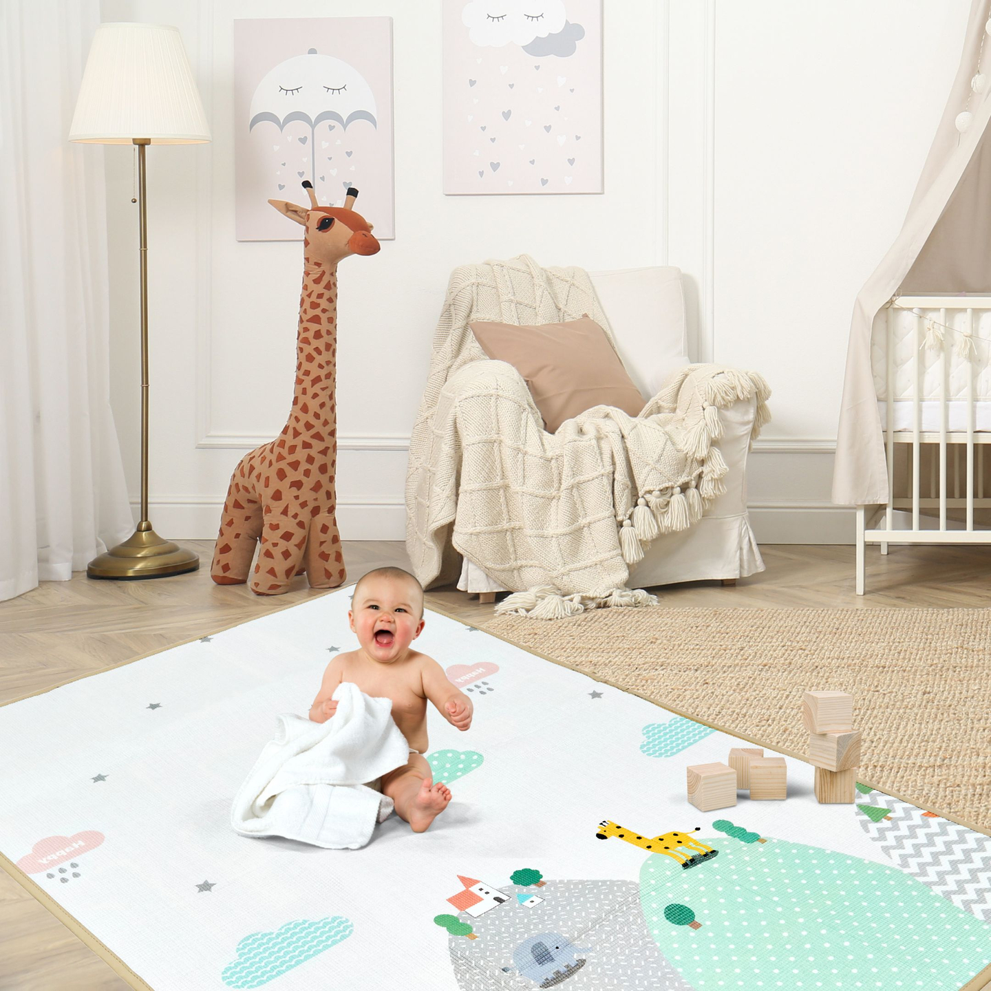 Dvostranska podloga iz pene - gozd na hribu / sončno mesto