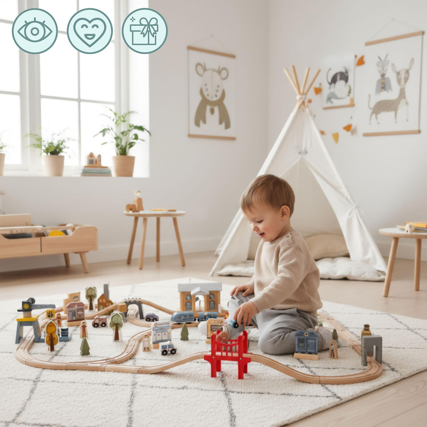 Lesena mestna železnica z električnim vlakom - premikajoči se žerjav, ladja, mostovi