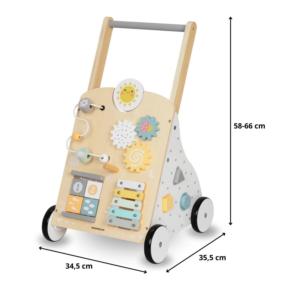 Izobraževalna lesena hodulja 8v1 / potiskalnik za dojenčke - manipulativna tabla