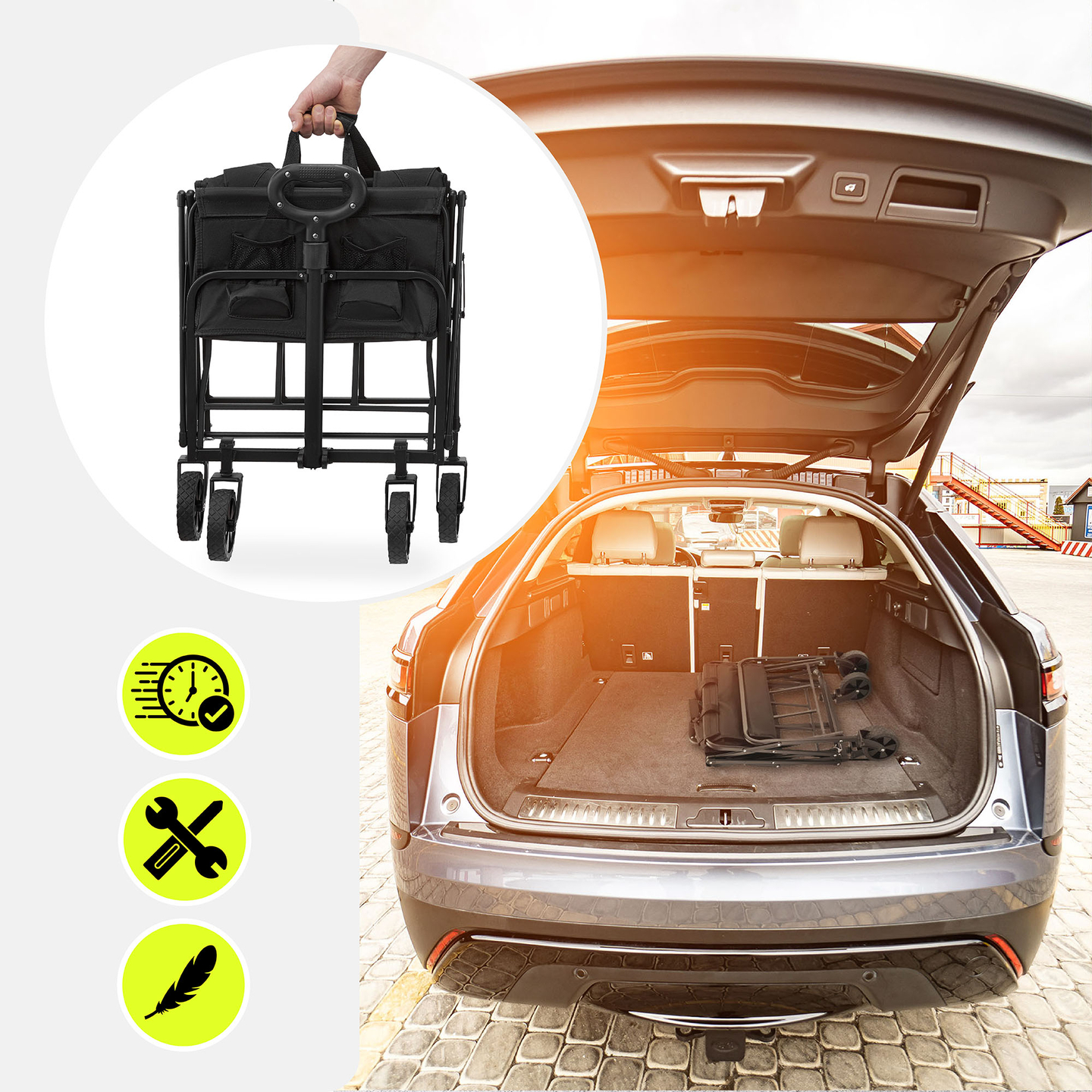 HyperMotion zložljiv invalidski voziček za plažo - črn, 80 kg