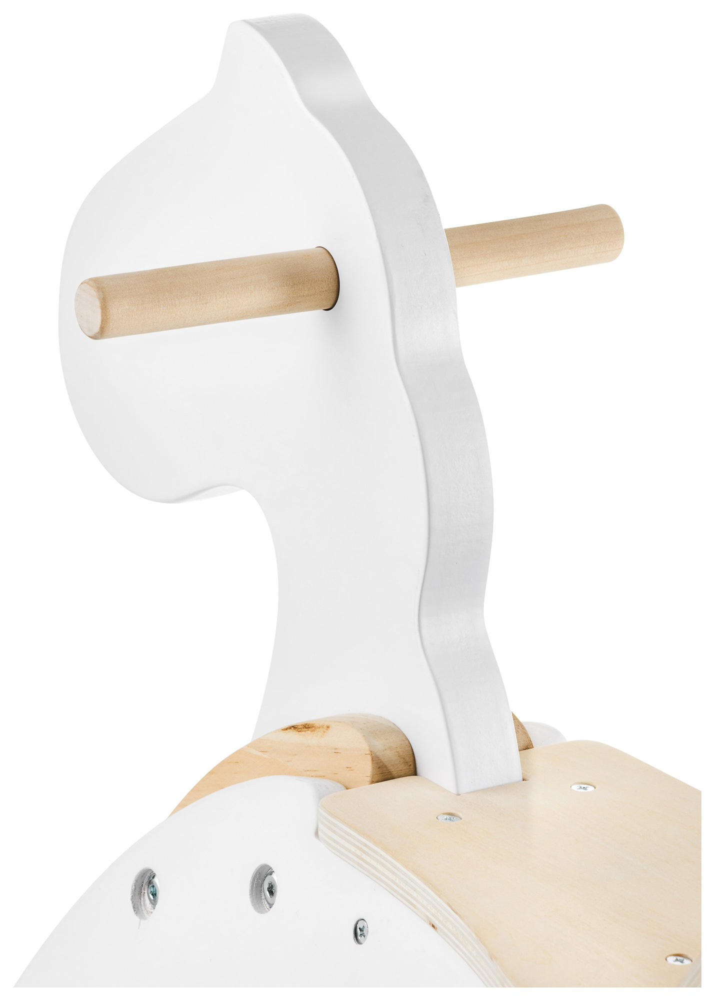 Leseni gugalni konjiček - bel - od 12 mesecev.