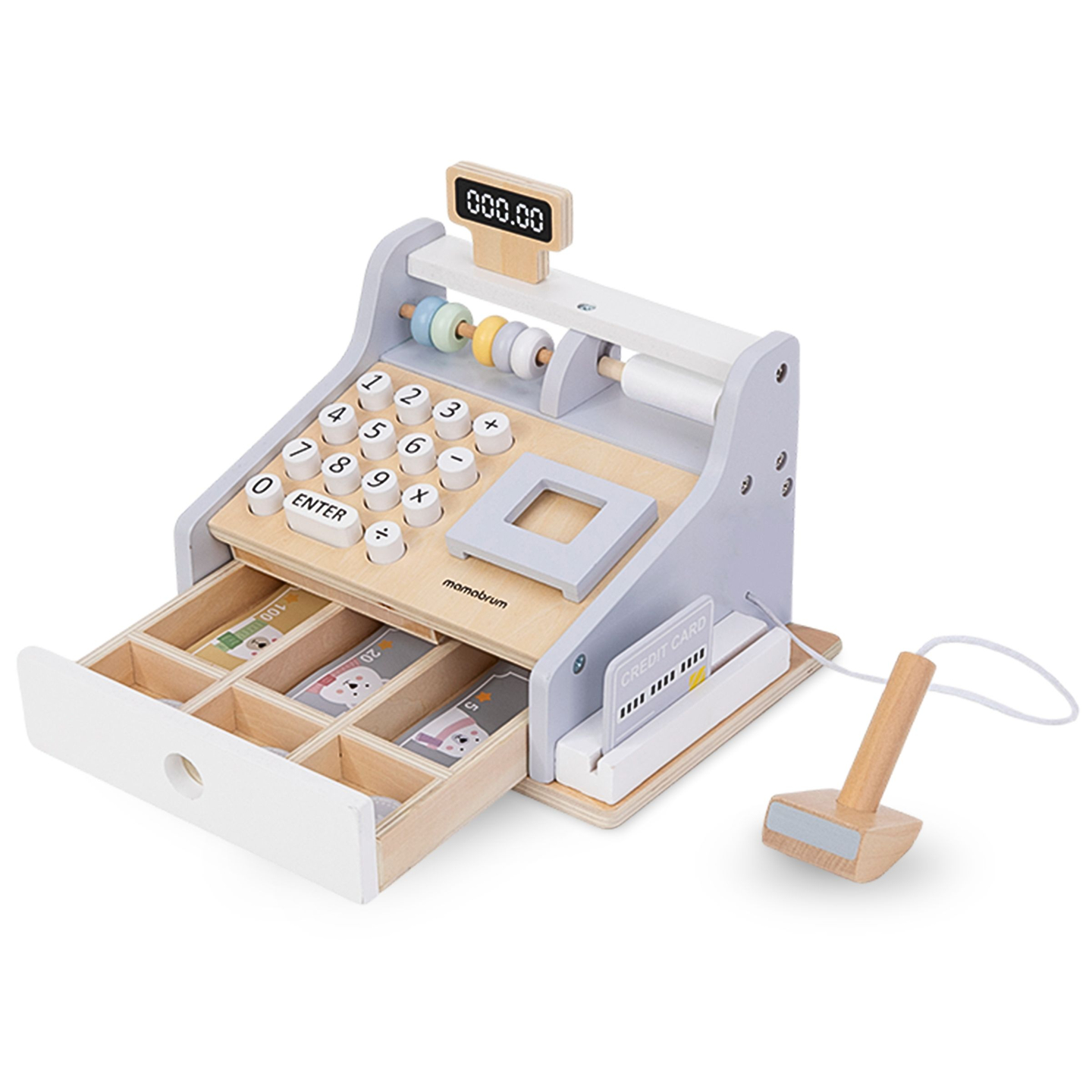 Lesena blagajna z dodatki