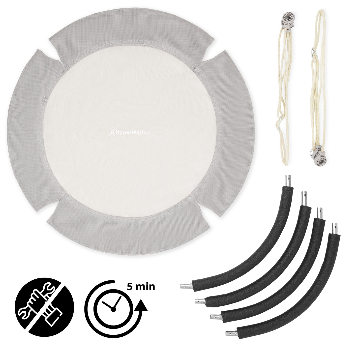 Gugalnica štorkljino gnezdo HyperMotion - premer 100 cm, siva barva