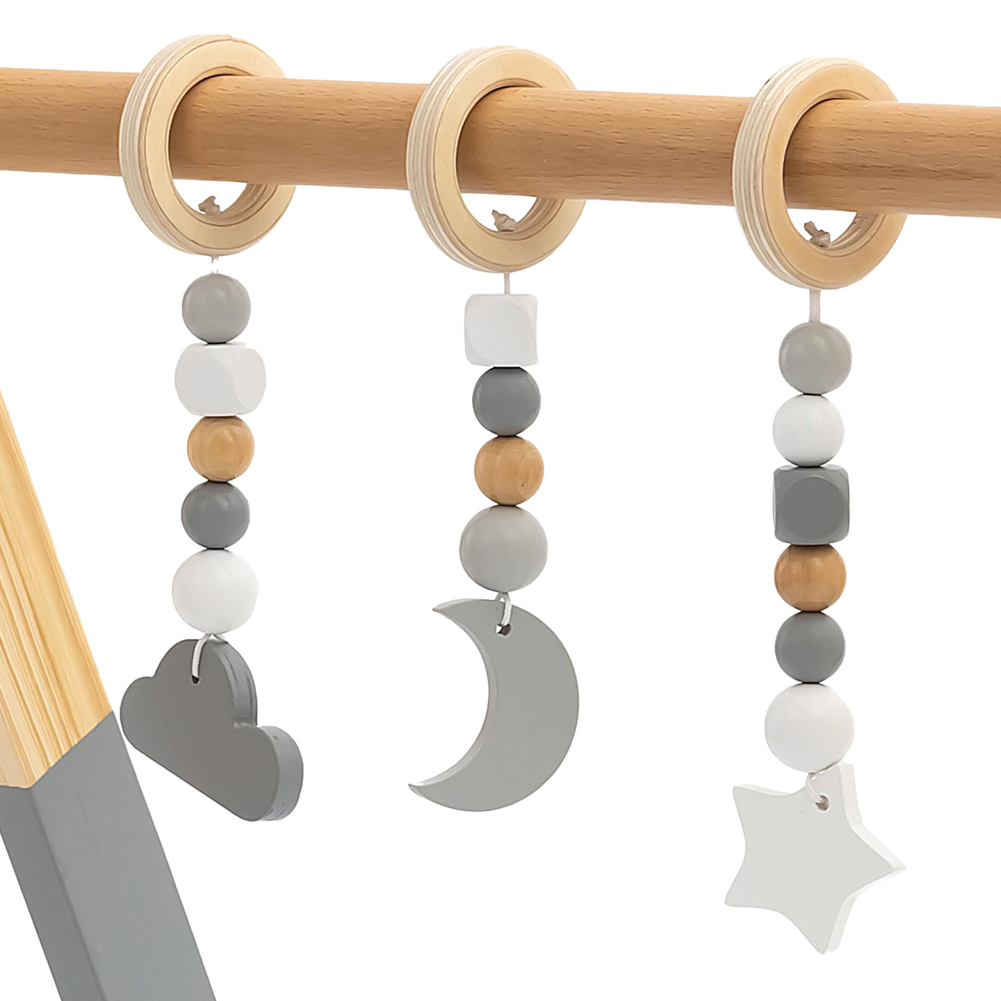 Leseno izobraževalno stojalo Baby Gym - siva barva