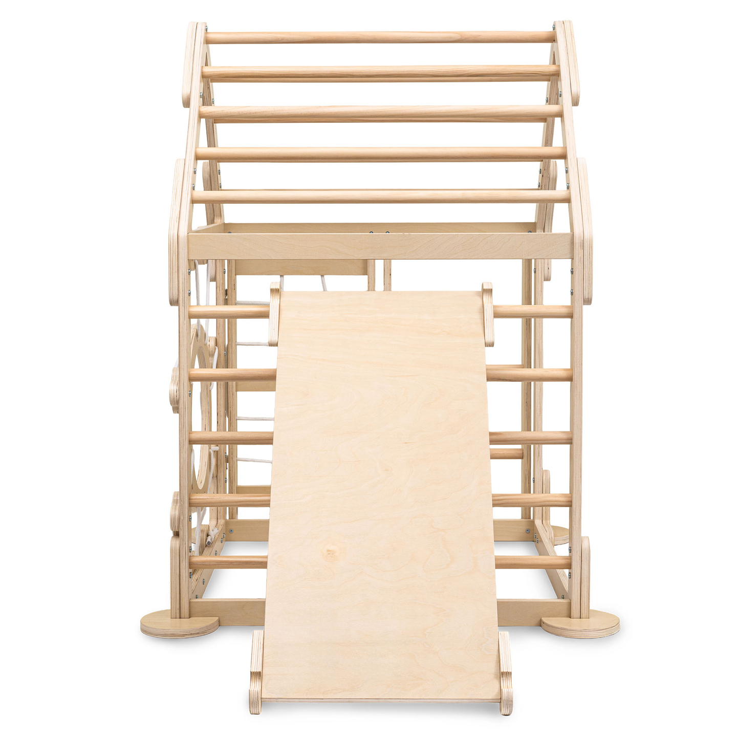 Leseno notranje igrišče za otroke - hišica z lestvami in toboganom