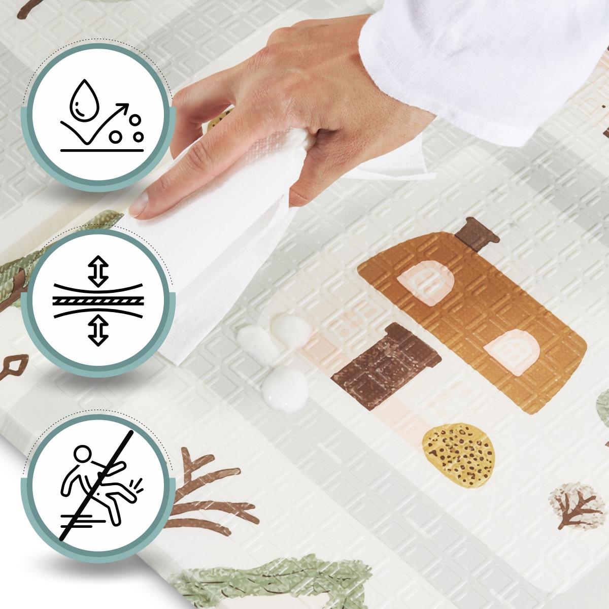 Dvostranska zložljiva podloga iz pene 180 x 120 x 1 cm - Charming Town/Sand Beige