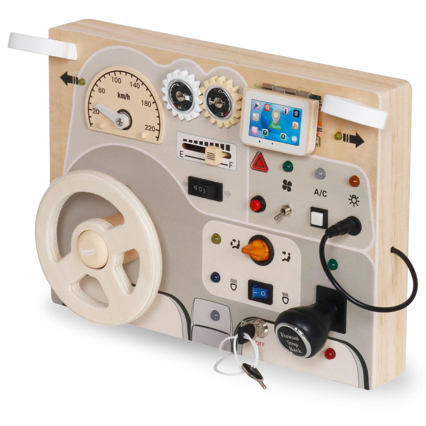 Montessori lesena igralna plošča za majhne otroke - armaturna plošča avtomobila