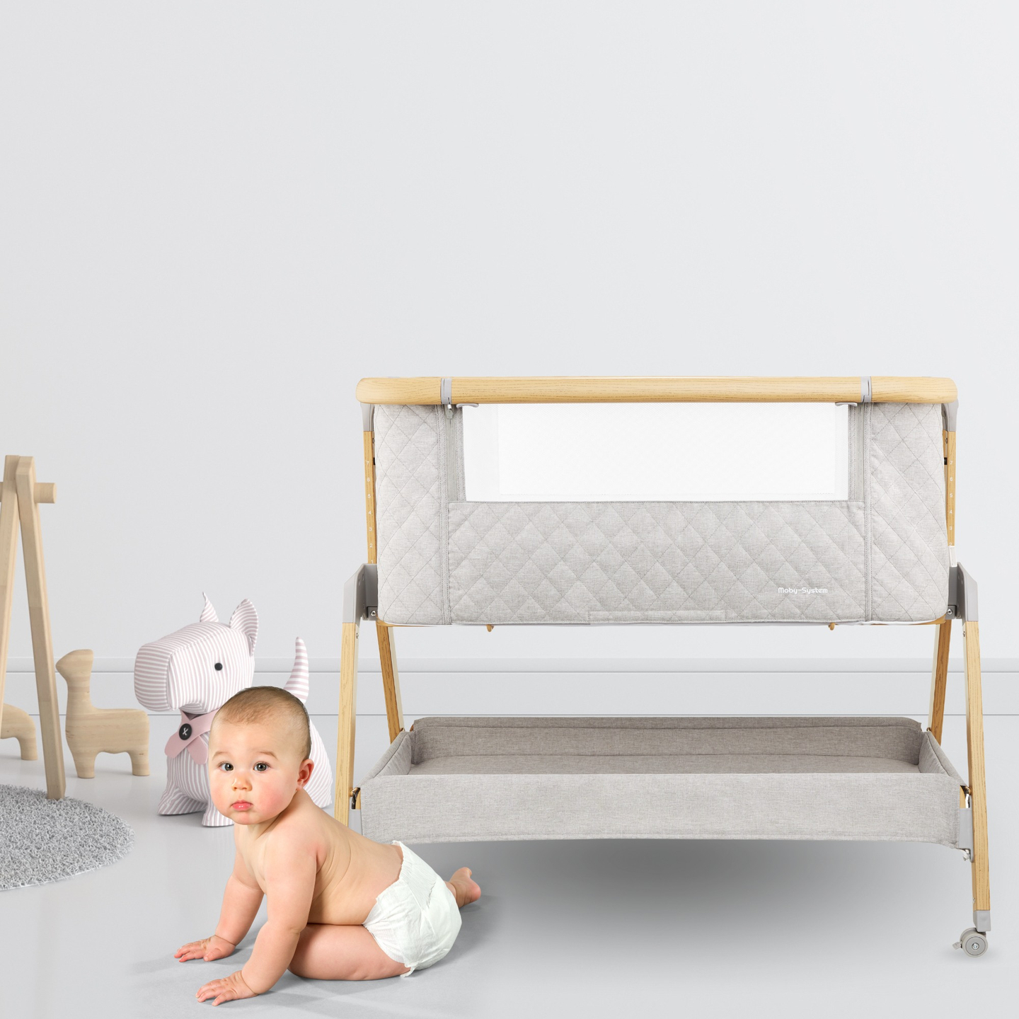 Potovalna posteljica, prostostoječa, 3 v 1 - Moby-Sistem DREEMY