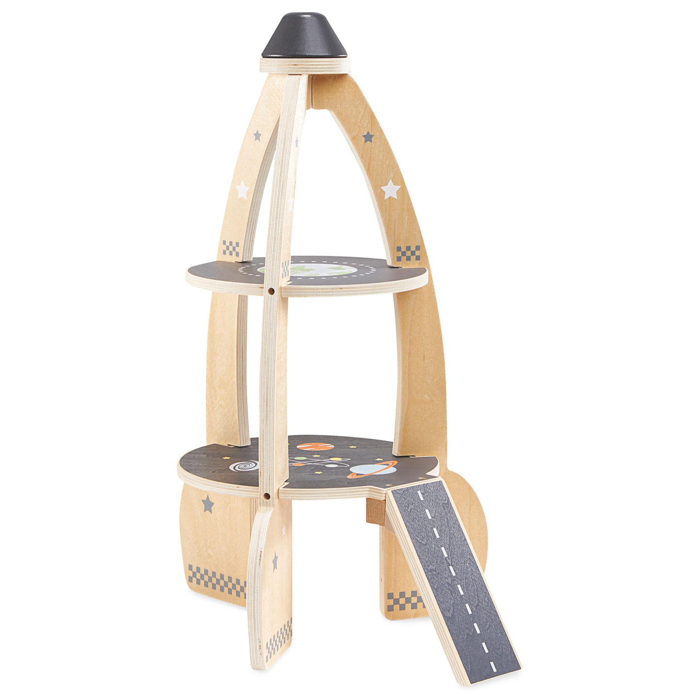 Velika lesena vesoljska raketa z dodatki