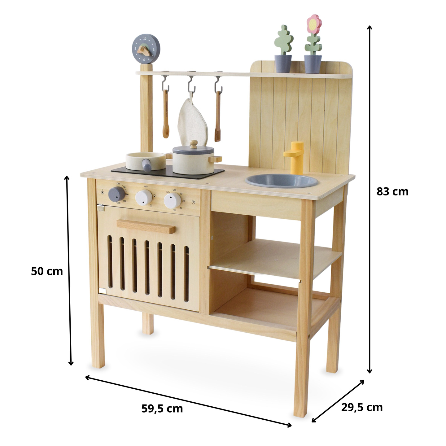 Lesena vrtna kuhinja z dodatki - naravni boho