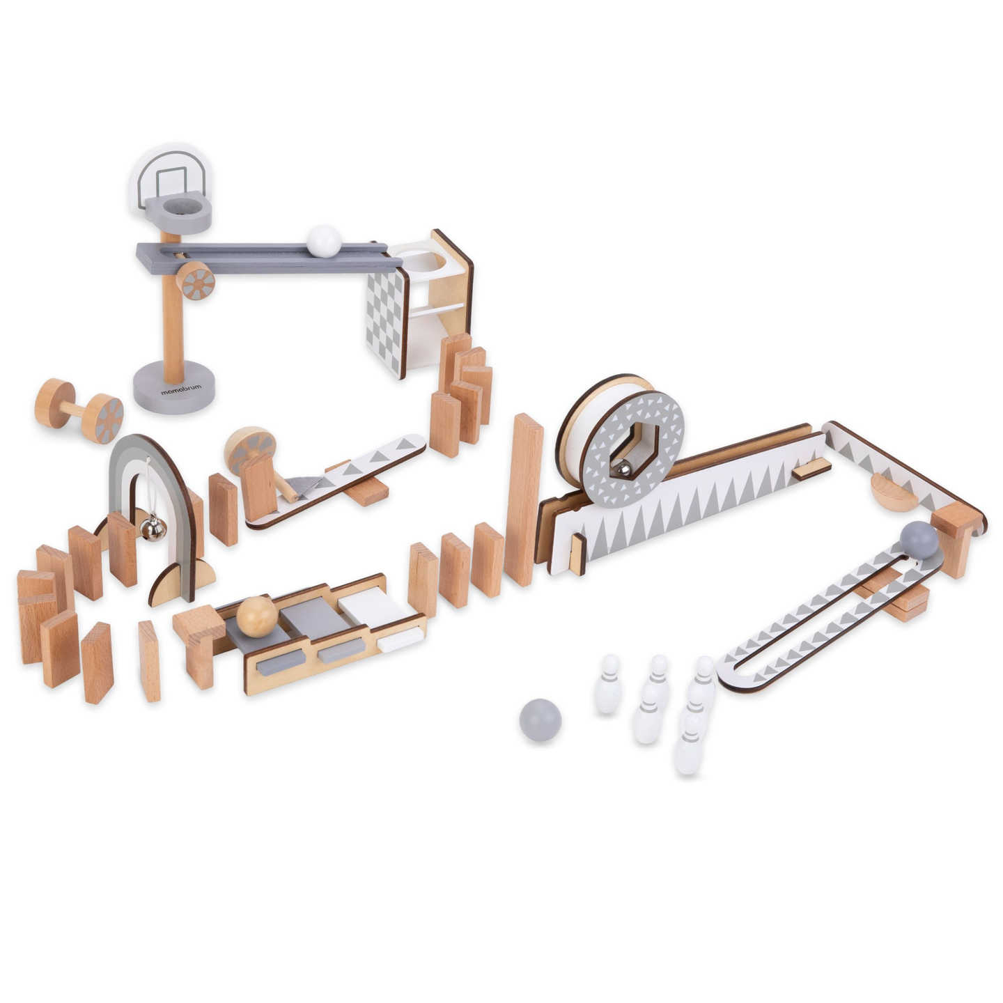 Leseni domino bloki - proga z ovirami - 48 elementov