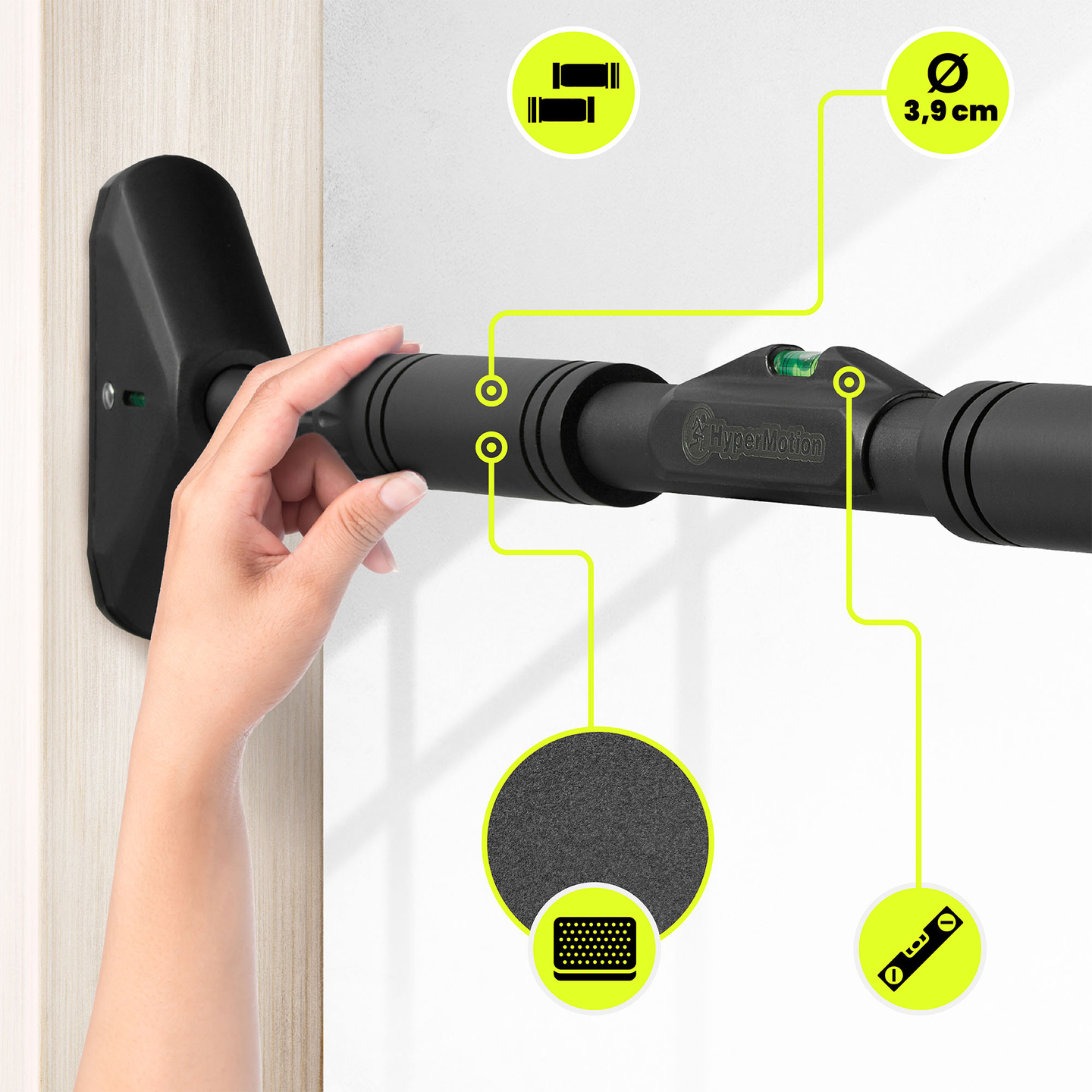 Nastavljiva palica za dvigovanje HyperMotion 70–100 cm, 200 kg, črna
