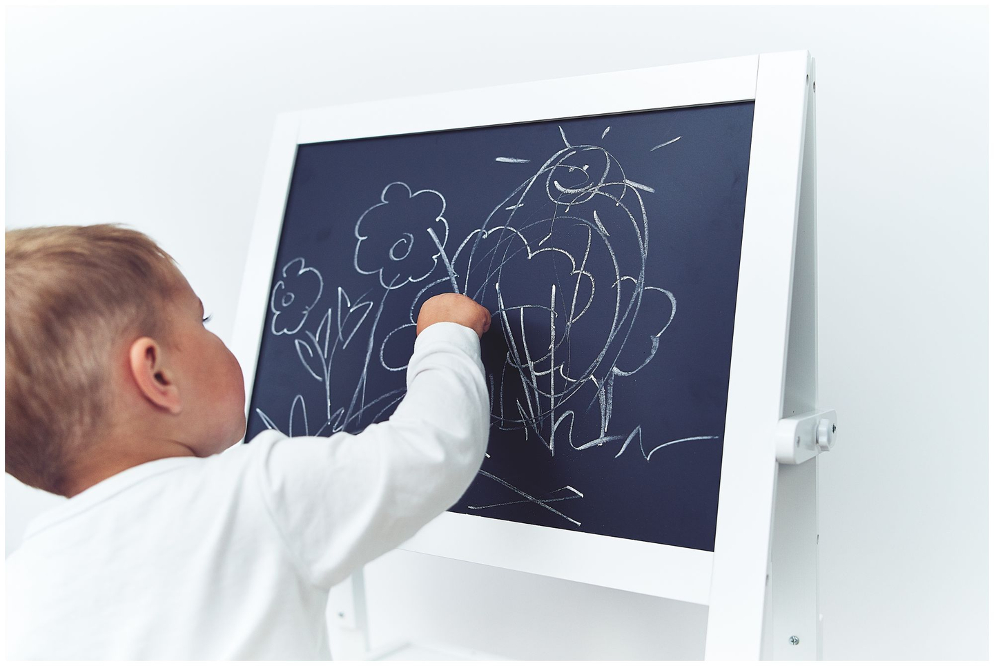 Izobraževalna dvostranska tabla: magnetna in kredna - suho brisanje, lesena, za otroke, zložljiva