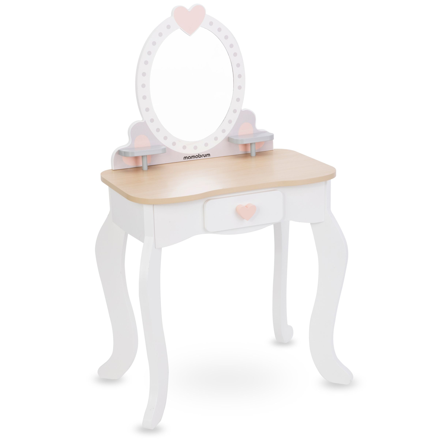 Lesena toaletna mizica s stolčkom in dodatki