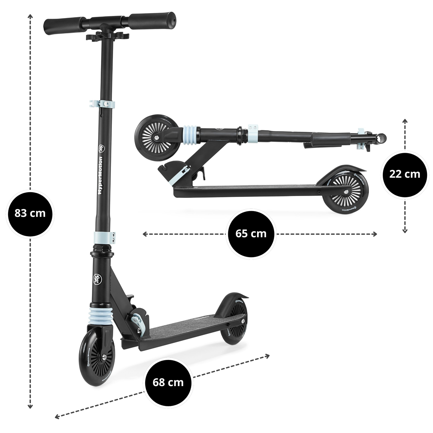 Dvokolesni skuter z amortizerjem WALLY 4-9 let iz HyperMotion črno-zelene barve