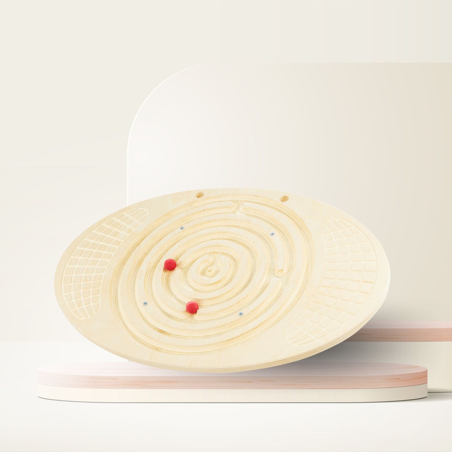 Lesena ravnotežna deska z labirintom in žogicami - ravnotežna gugalnica