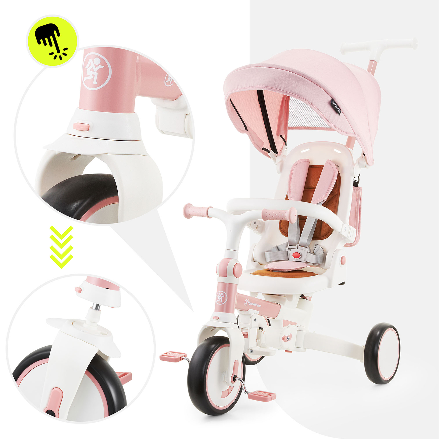 Večnamenski tricikel 8v1 TOBI FOREST - roza