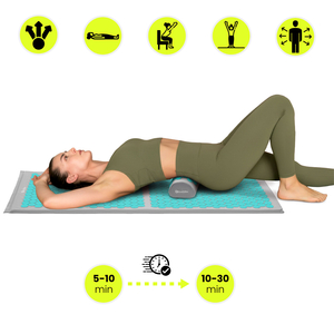 Velika akupresurna podloga z blazino in prevleko - 130 cm HyperMotion sivo-mint