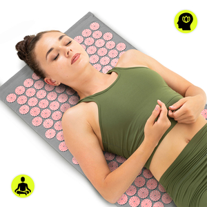 Akupresurna podloga z blazino in prevleko - 72 cm HyperMotion siva in roza