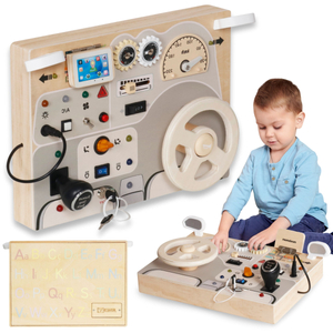 Montessori lesena igralna plošča za majhne otroke - armaturna plošča avtomobila