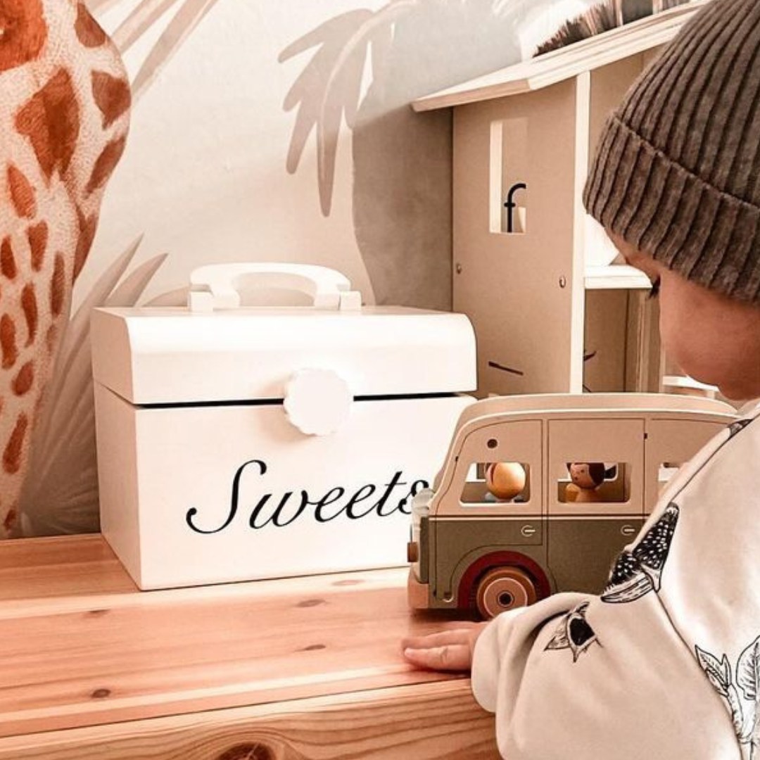 Lesena škatla za rezanje bonbonov, sladka trgovina