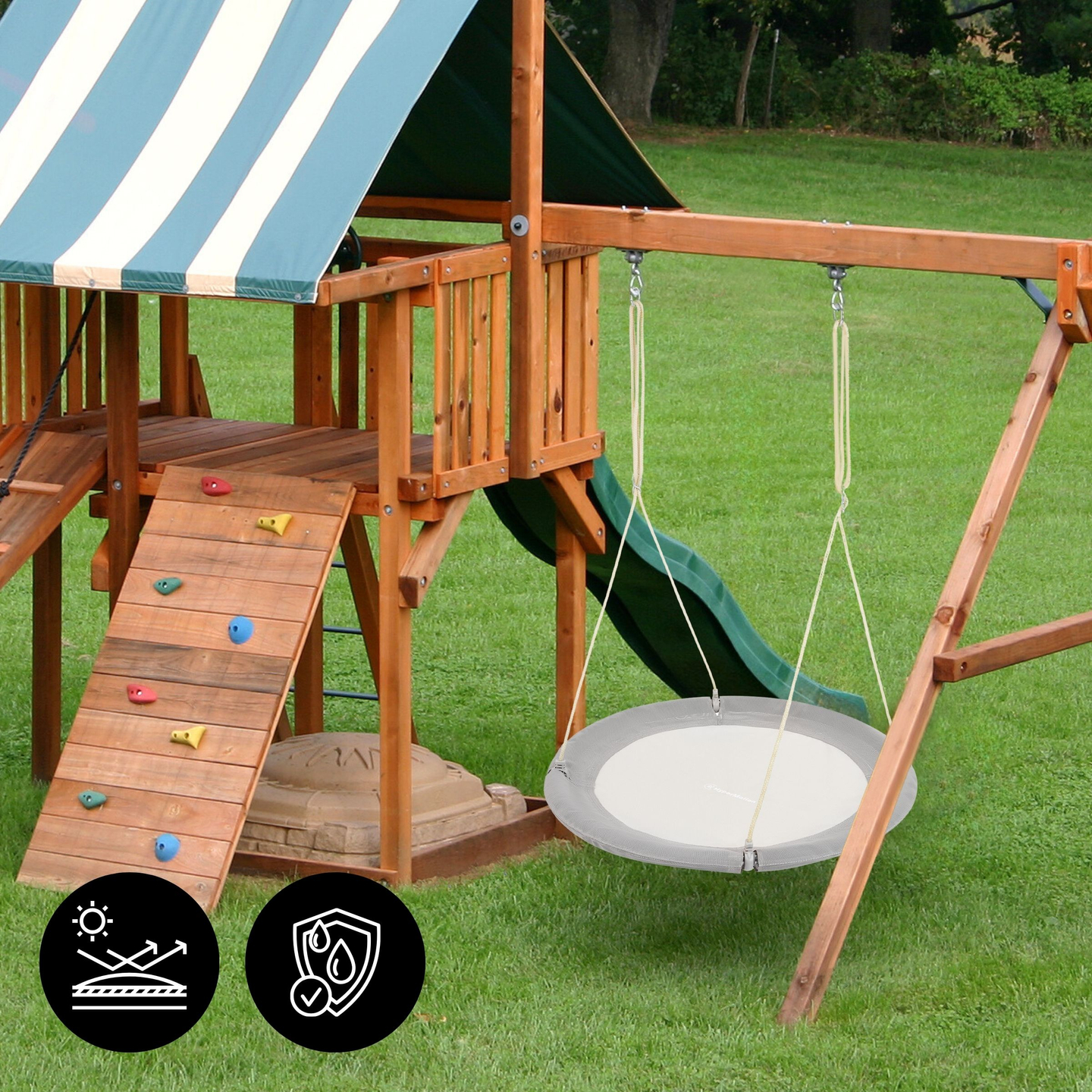 Gugalnica štorkljino gnezdo HyperMotion - premer 100 cm, siva barva