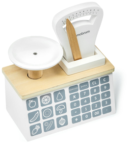 Mini market - trgovina s tehtnico, terminalom, plačilno kartico in sadjem