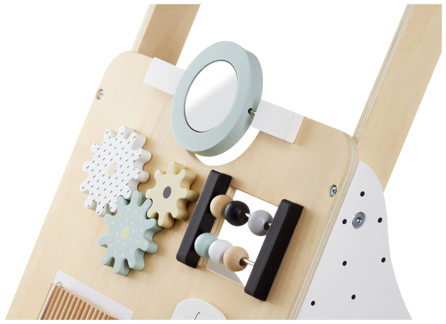 Lesena, izobraževalna otroška hojica / voziček - manipulativna tabla