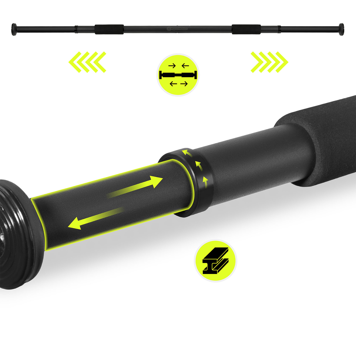 Nastavljiva palica za dvigovanje HyperMotion 80–130 cm, 150 kg, črna