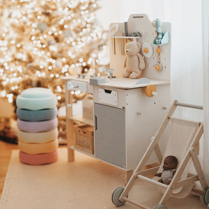 XXL Velika lesena delavnica z orodjem - set za domače mojstre, 74 elementov