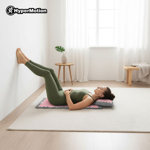 EKO lanena akupresurna podloga s kokosovimi vlakni in ajdovo blazino – 68 cm HyperMotion siva in roza