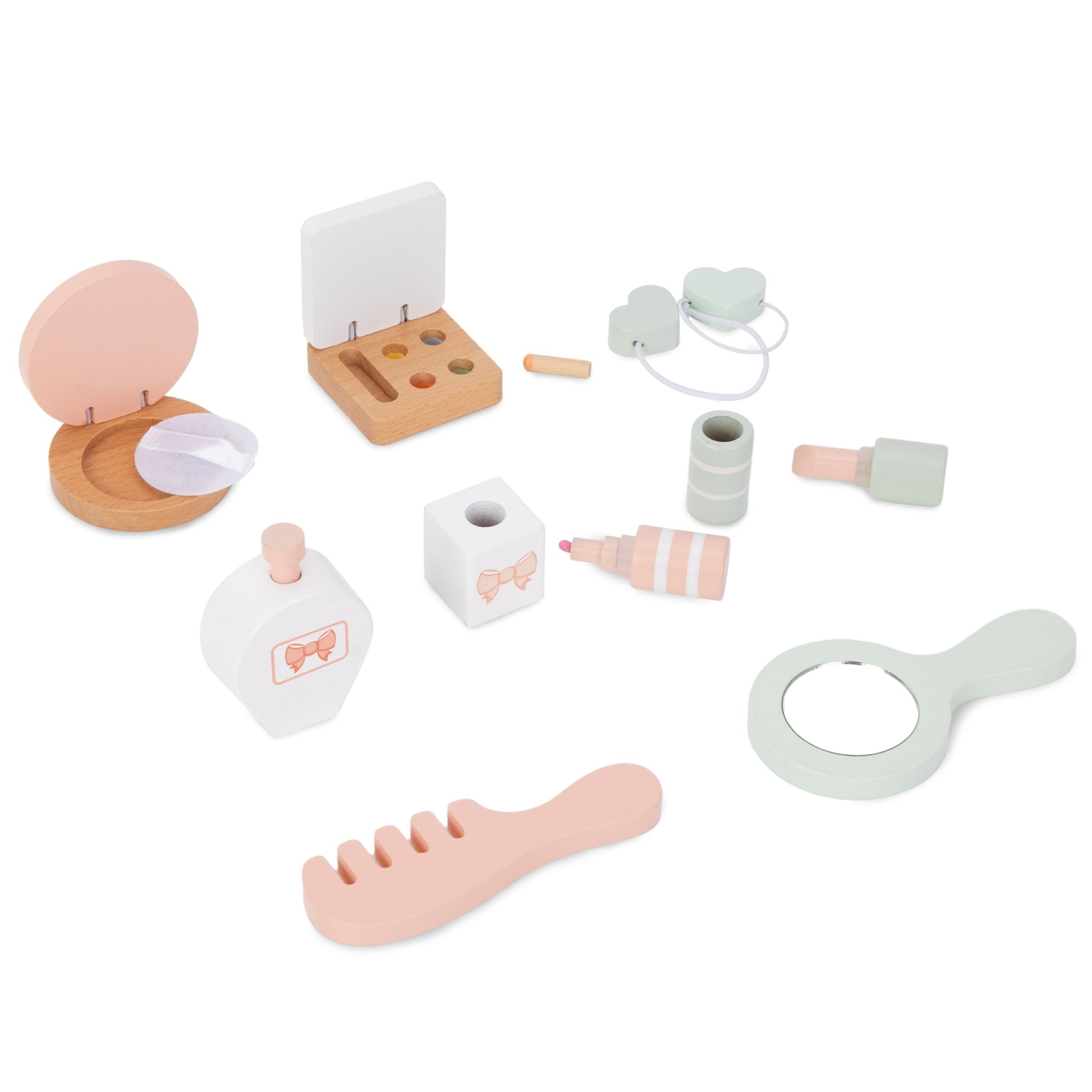 Lesena otroška toaletna mizica z dodatki