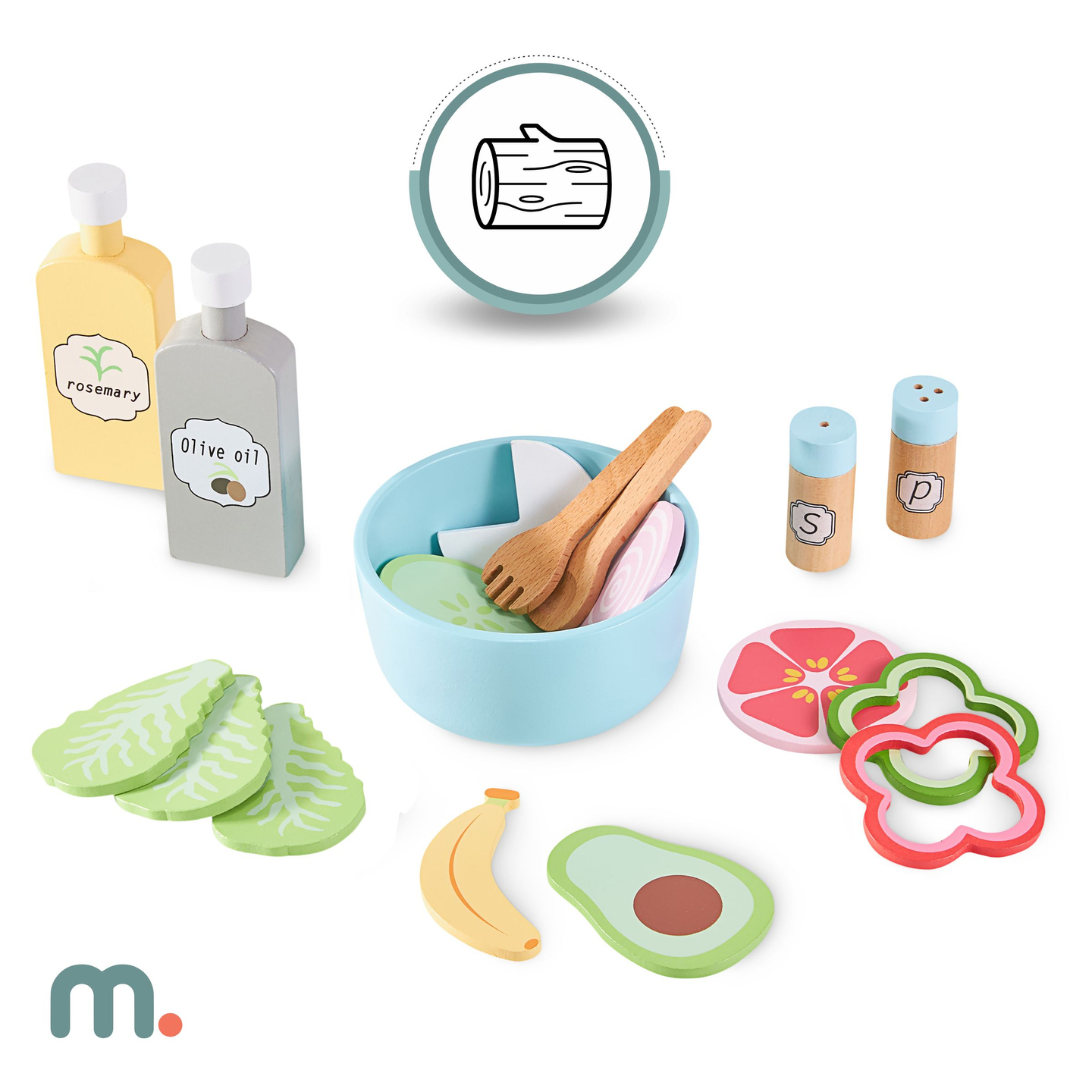 XXXXL velika lesena interaktivna kuhinja z osvetlitvijo LED, pralnim strojem, mikrovalovno pečico, kavnim aparatom ter sadnim in zelenjavnim setom - 50 elementov