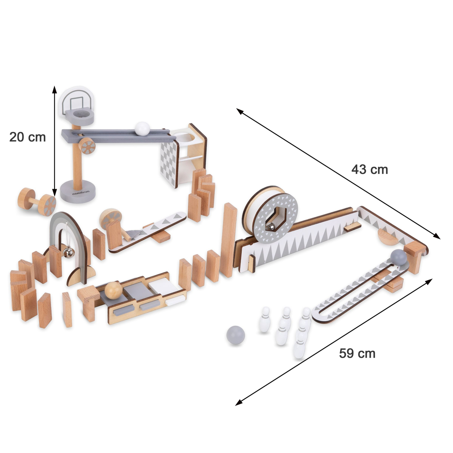 Leseni domino bloki - proga z ovirami - 48 elementov