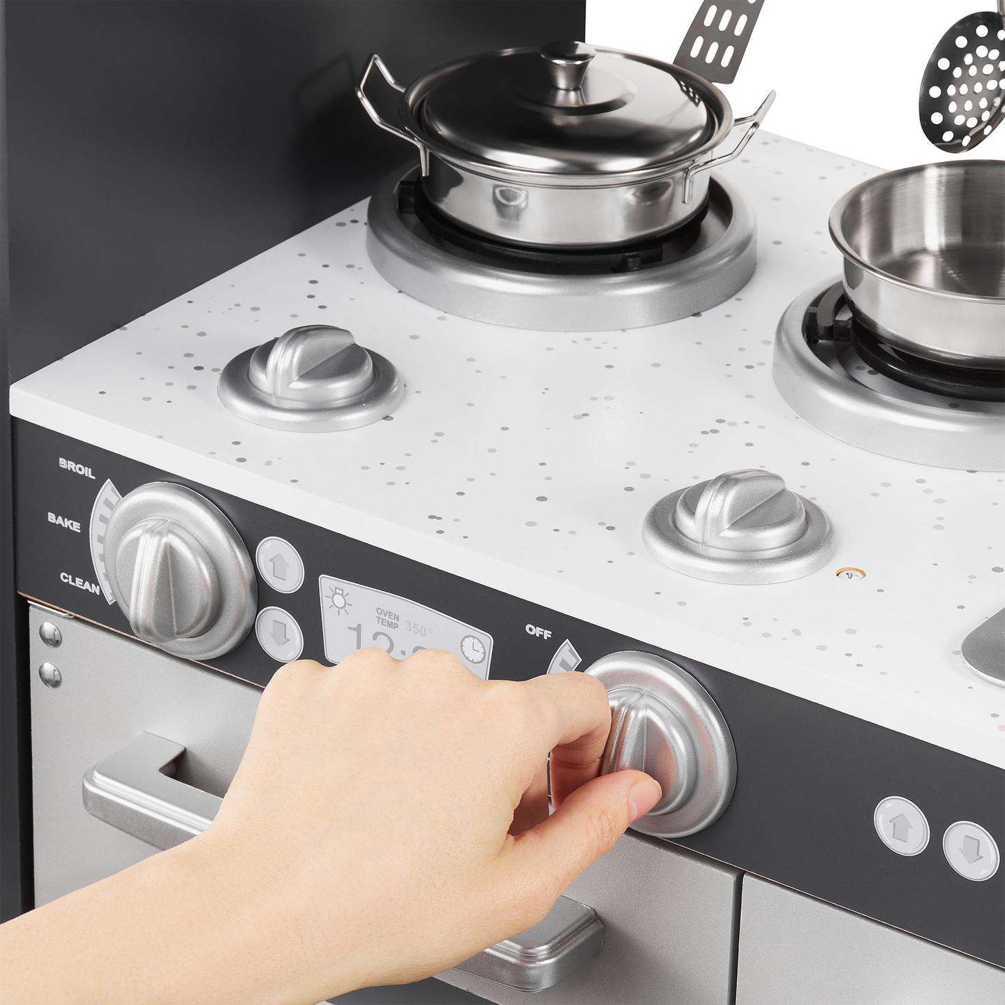 XXL lesena kuhinja z LED osvetlitvijo, predpasnikom in dodatki