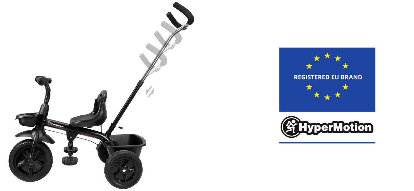 HyperMotion TOBI VECTOR tricikel - večna napihljiva kolesa + tlačilka. Barva: črna.