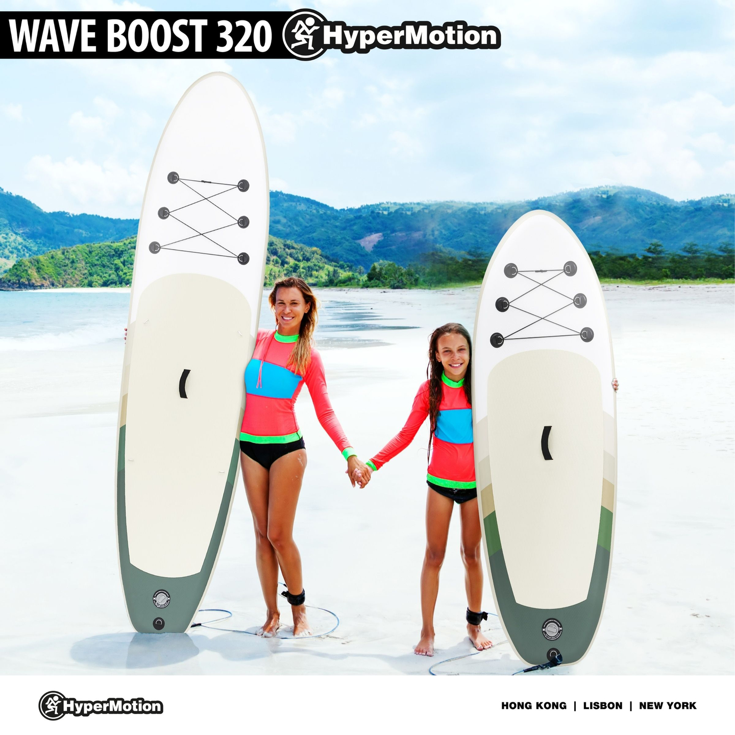 Napihljiva SUP Stand Up Paddle deska 320cm z veslom in sedežem - HyperMotion WAVE BOOST 320